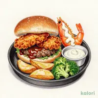 【水曜日】日替わり満腹コンボランチハンバーグ＆から揚げ＆エビフライ