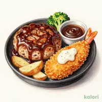 日替わり満腹コンボランチハンバーグ＆チキングリル＆エビフライ