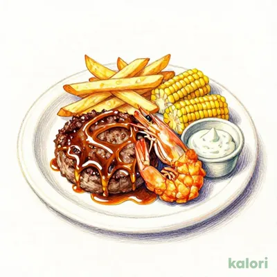ラッキーハンバーグ＆エビフライ