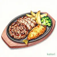 【月曜日】ハンバーグ＆ポークグリル＆アジフライ