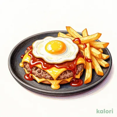 チーズINハンバーグ＆目玉焼き