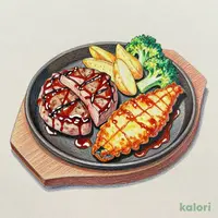 【月曜日】満腹コンボランチハンバーグ&ポークグリル&アジフライ