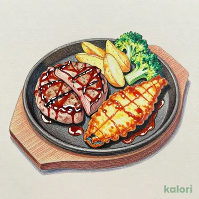 【月曜日】満腹コンボランチハンバーグ＆ポークグリル＆アジフライ