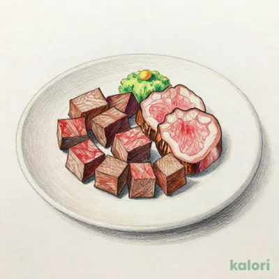 合い盛り（サイコロヒレ80g＋ステーキ80g）