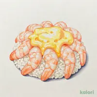 たまごにまみれた、甘海老。
