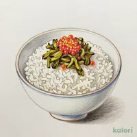 Rice Bowl with Mustard Greens and Spicy Cod Roe