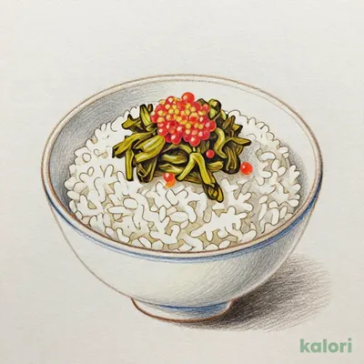 Rice Bowl with Mustard Greens and Spicy Cod Roe