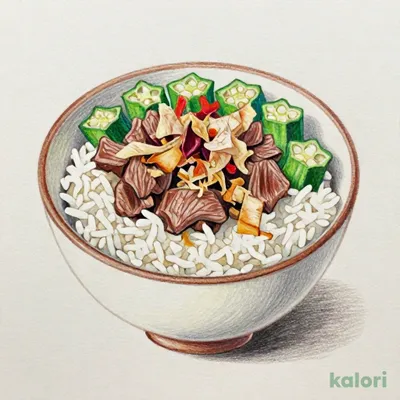かつぶしオクラ牛丼 中盛