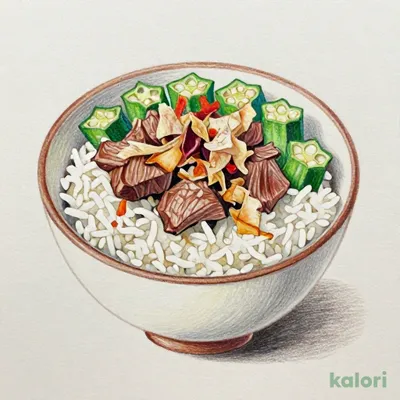 かつぶしオクラ牛丼 大盛