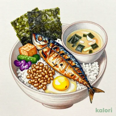 Salted Mackerel and Natto Set Meal, Large
