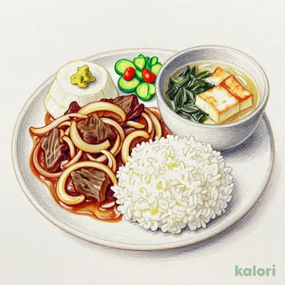 Grated Yam and Beef Plate Set Meal, Medium