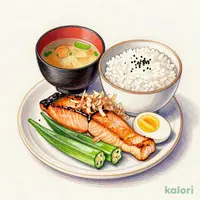 Grilled Salmon and Topped Breakfast, Large