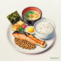 Grilled Salmon and Natto Set Meal, Mini