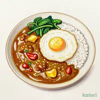 目玉焼きほうれん草カレー 大盛