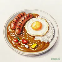 目玉焼きソーセージカレー メガ