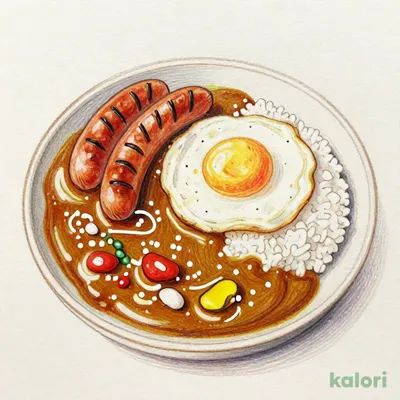 目玉焼きソーセージカレー メガ