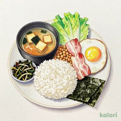 納豆 ベーコンエッグ朝食 ミニ