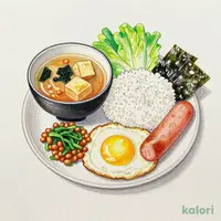 Natto and Sausage Egg Breakfast, Mini