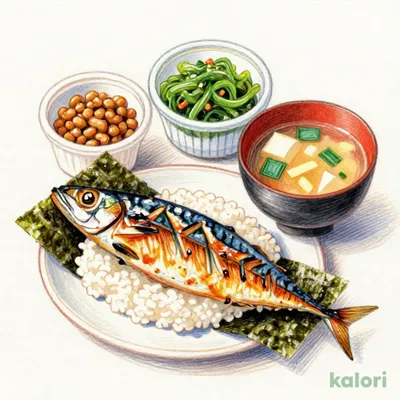 納豆塩さば朝食 大盛