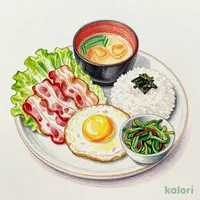 自社製 ベーコンエッグ朝食 並盛