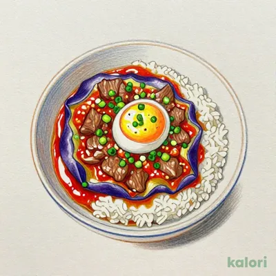 Spicy Mapo Eggplant Beef Bowl with Soft-Boiled Egg, Extra Large