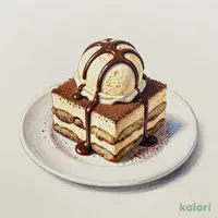 バニラアイス(チョコソースがけ)&ティラミス