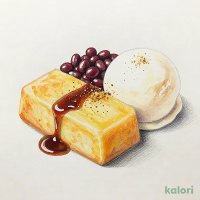 お芋ようかん黒蜜がけの甘味寄せ