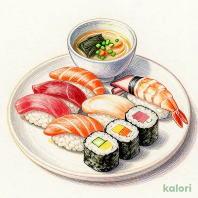 すし10種盛り＋味噌汁