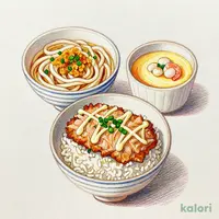 まぐろカツ丼＋かけうどん＋茶碗蒸し