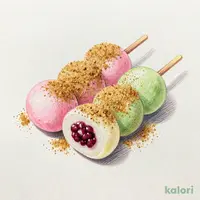 わらび餅と三色団子