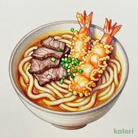 海老天肉カレーうどん
