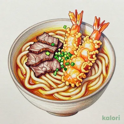 海老天肉カレーうどん