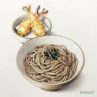 ごまそばと厚身キスといかの小天丼のセット
