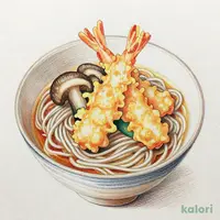 小海老と舞茸のばら天そば
