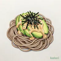 濃厚そば味噌マヨのアボカドサラダそば
