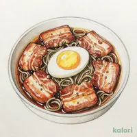 蕎麦つゆで煮る豚角煮〜温玉添え〜