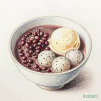 蕎麦の実アイスとよもぎ白玉のぜんざい