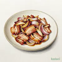 豚バラと玉ねぎのもろみ味噌陶板焼き