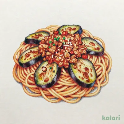 旨辛ナスの自家製ミートパスタ