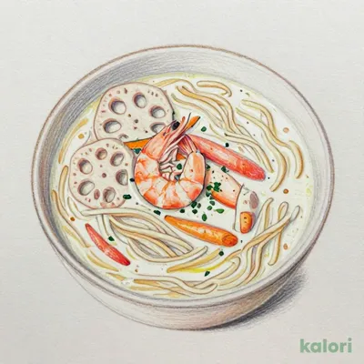 海老と根菜の白いスープヌードル