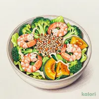 ぷりぷり海老豆乳マヨソースのもち麦サラダボウル