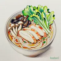 和だしで仕上げた蒸し鶏ときのこのフォー