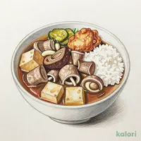 もつ煮豆腐と鶏の唐揚げセット