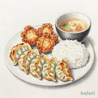 焼き餃子と鶏の唐揚げ定食