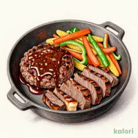 熟成牛はらみ&ハンバーグと野菜の鉄板焼きセット