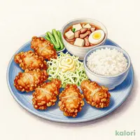 肉豆富と鶏の唐揚げ定食 8個
