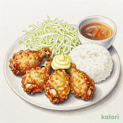 鶏の唐揚げ定食 5個