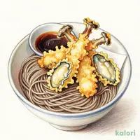 松茸と牡蠣の秋天ぷらそば（冷）