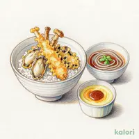 松茸と牡蠣の秋天丼（冷）小そば・茶碗蒸し付き