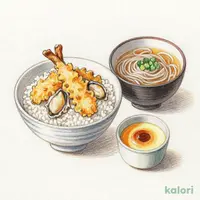 松茸と牡蠣の秋天丼（温）小そば・茶碗蒸し付き